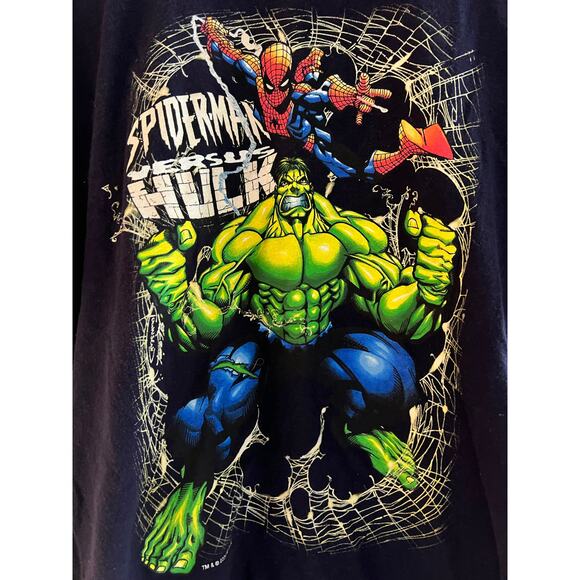 Vintage Y2K 2003 Marvel Comics Spiderman Versus Hulk T-Shirt XL JL - Picture 2 of 7